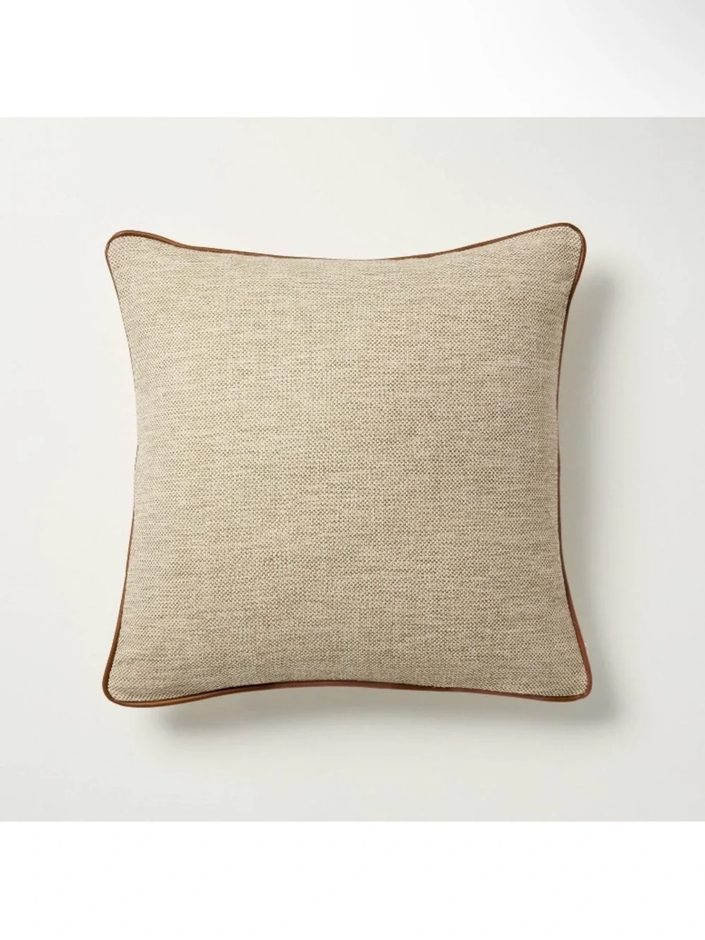 Hearth & Hand Neutral Pillow with Brown Piped Edge 18x18